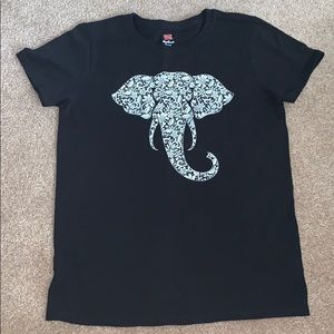 Black Elephant Face T-Shirt